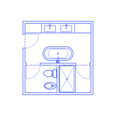 Layouts Bathrooms Primary Split Luxury Bidet U Shape Entry Icon Svg Vector, Free Vectors File